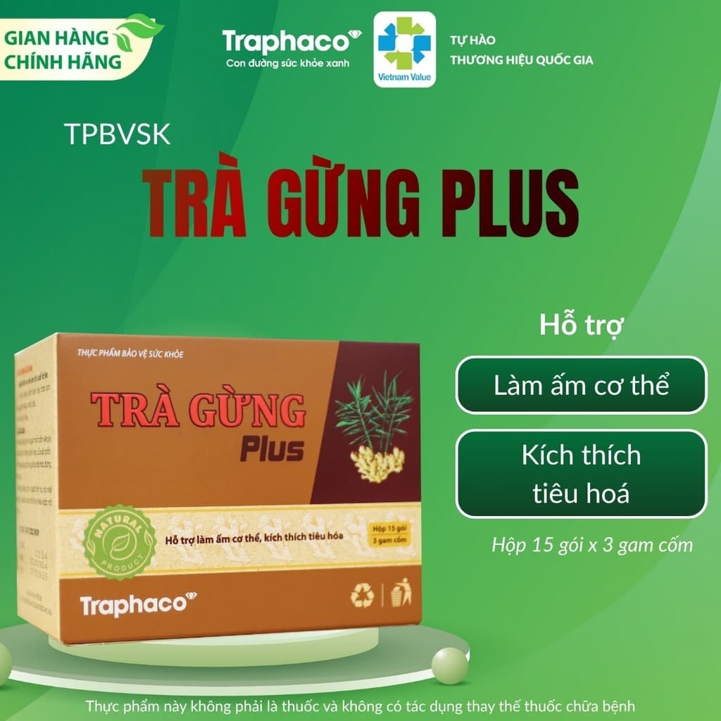 Traphaco Ginger Plus Tea Digestive Support 25 Sachets 3g Each