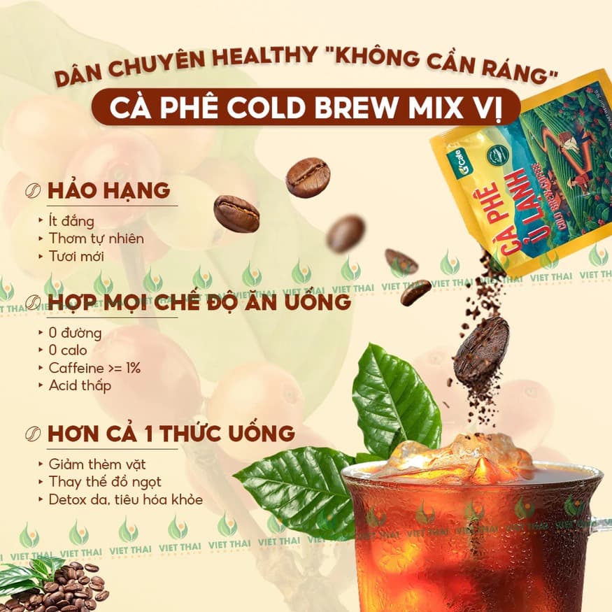 Viet Thai Organic Cold Brew Coffee Mix Fruit Infused 30 Tea Bags Set