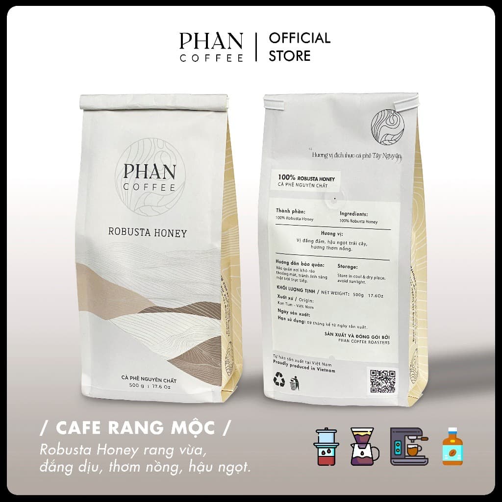 Phan Coffee Robusta Honey Process Medium Roast Whole Beans 1kg