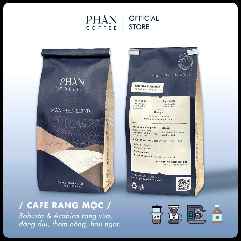 Phan Coffee Premium Blend Whole Bean Coffee 70% Robusta 30% Arabica