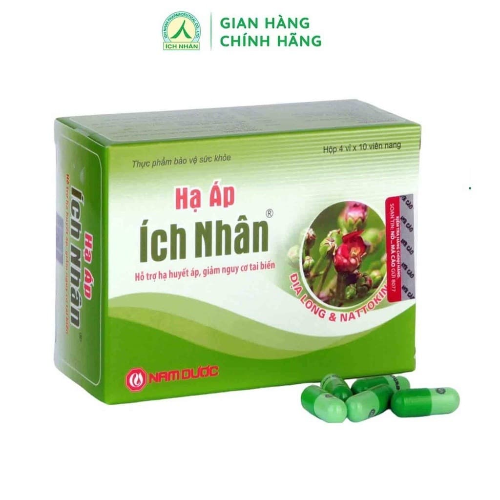 Ich Nhan Blood Pressure Support Herbal Capsules 40 Count Green Box