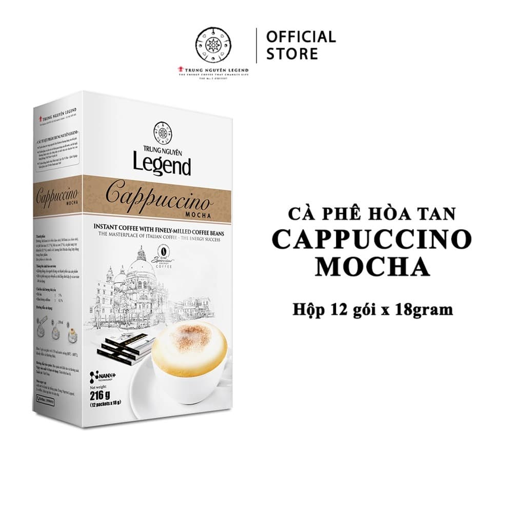 Trung Nguyên Cappuccino Mocha Instant Coffee 12 Pack 18g Each