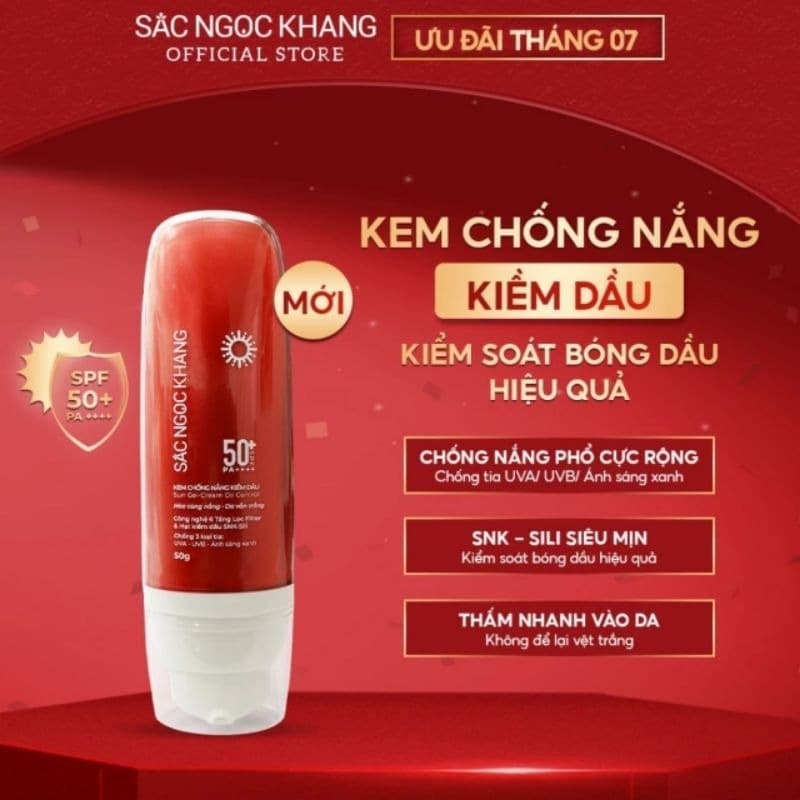 Sac Ngoc Khang Oil-Control Sunscreen SPF50+ PA++++ Gel-Cream 50g