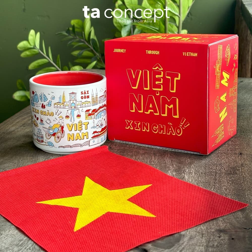 Vietnam Ceramic Coffee Mug Cultural Design 9cm 450ml