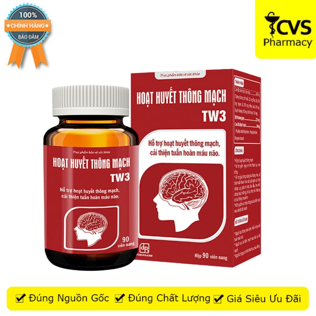 Hoat Huyet Thong Mach TW3 Herbal Capsules Blood Circulation Support 90 Count