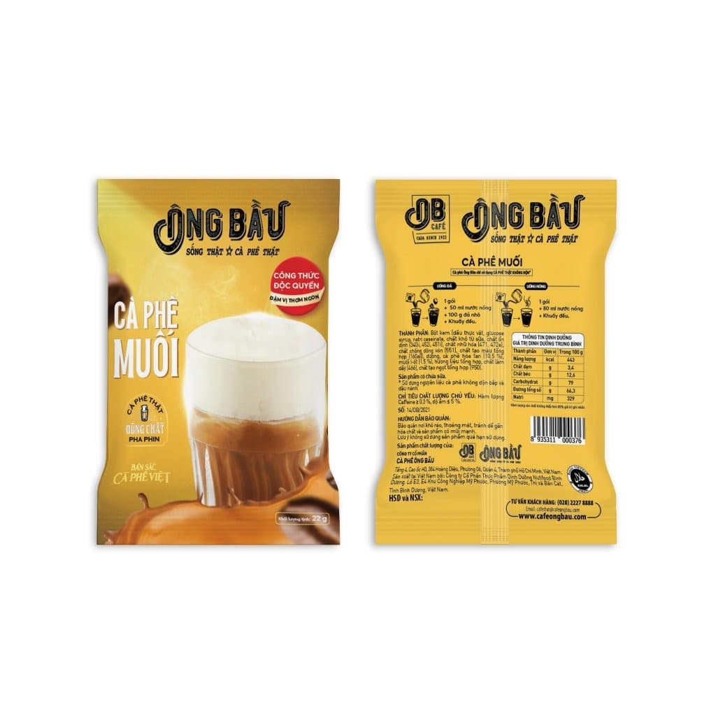 Ong Bau Salt Coffee Rich Flavor 220g Instant Vietnamese Blend