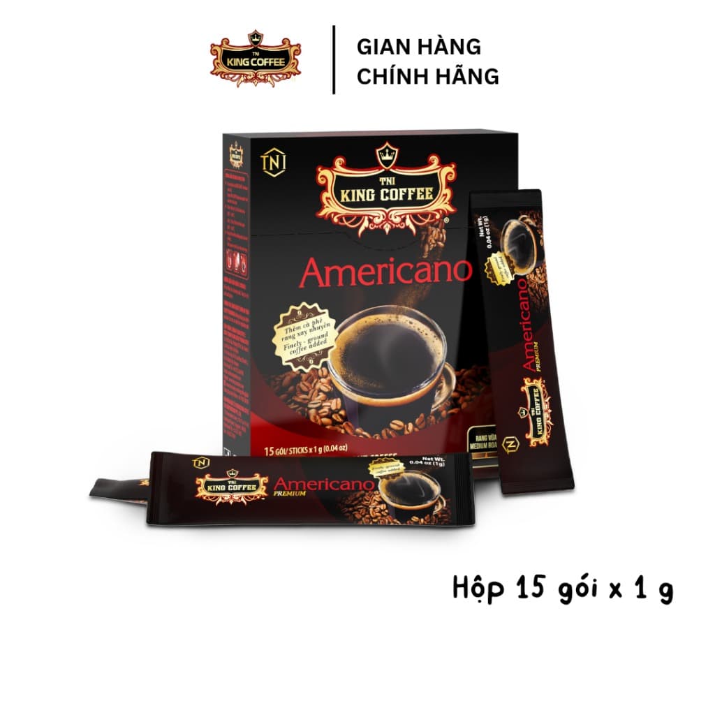 KING COFFEE Americano Premium Smooth Flavor Instant Coffee 15 Packs